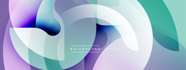 Abstract fluid shapes overlap, creating vibrant color gradients. Soft curves suggest movement, modern design aesthetic.