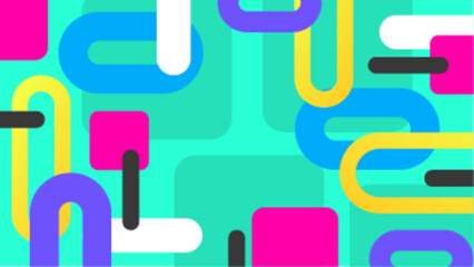 Abstract colorful geometric design pattern suitable for backgrounds, packaging, textiles, and stationery branding projects. Modern and versatile graphic element.