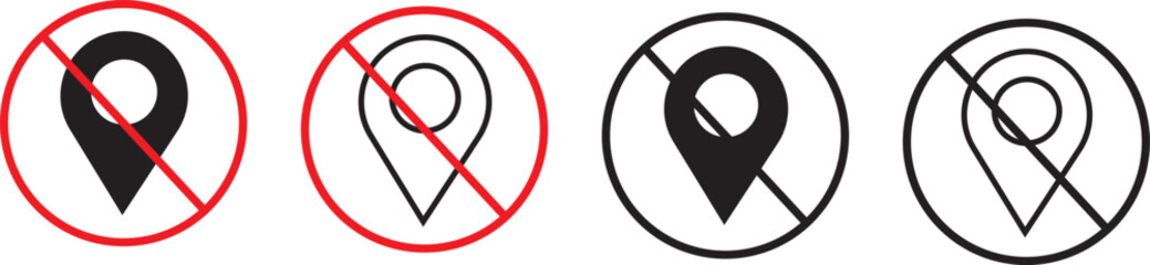 disable location icon set .Map pointer symbol.location icon Symbol line vector, Wheelchair map marker design,
