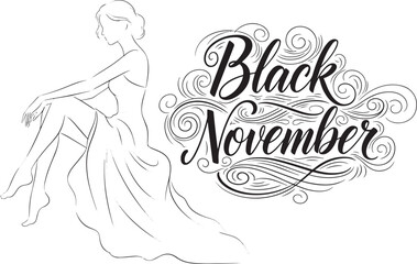 Obraz premium Elegant Silhouette of a Woman, Celebrating Black November