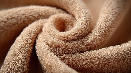 : Close-up of the Texture of a Beige Microfiber Towel 