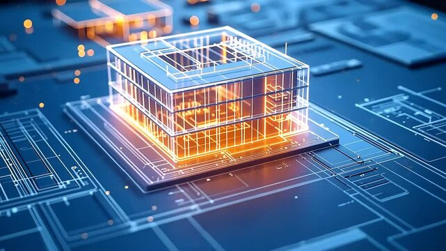 Abstract Building Design On Circuit Board