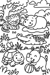 Animals coloring page for kids.eps