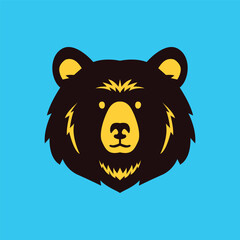 Bear head animal portrait logo icon illustration mascot profile 