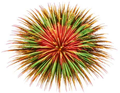 Radiant Blue and Gold Firework Explosion with Spark Trails, Transparent PNG Background