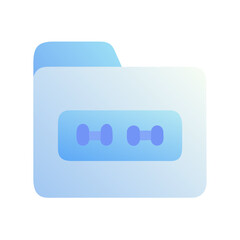 Fototapeta premium Vector art of a blue gradient folder icon with a password lock, isolated on transparent background