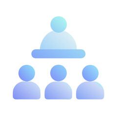 Vector art of a team meeting icon with a presenter and three attendees, isolated on transparent background
