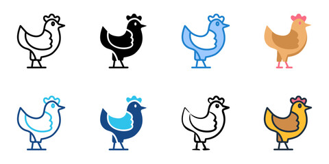 Chicken icon set multiple style collection 
