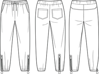 Stylish Women's Jogger Pants with Elastic Waistband, Drawstring Closure, and Functional Ankle Zippers - Versatile Casual Apparel.