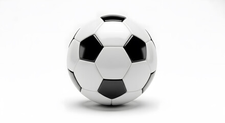 Fototapeta premium Classic Black and White Soccer Ball Isolated on Clean White Background with Subtle Shadow