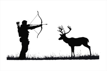 Obraz premium silhouette of a person shooting archery, customizable vector image