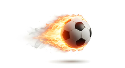 Fototapeta premium Fiery Soccer Ball with Dynamic Flame Trail and Motion Effect