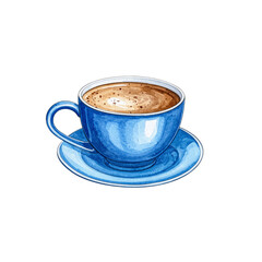 Obraz premium Hot morning coffee in a white cup and saucer
