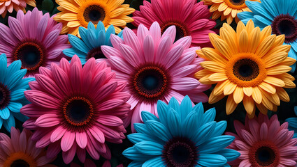 Vibrant Multicolored Artificial Flowers Close Up