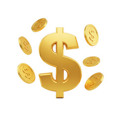 A large, golden dollar sign ($) symbol is centrally located in the image
