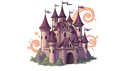 Obraz premium Cartoon fantasy castle illustration