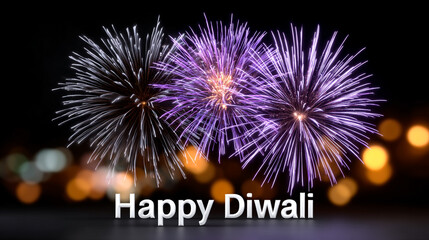 Obraz premium Happy Diwali Celebration With Fireworks Display on Dark Background