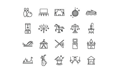 Simple Black and White Bowling Pins and Ball Icon Design.