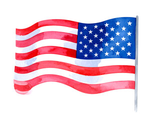 Fototapeta premium United States national flag with red and white stripes, blue field, and stars, a patriotic American symbol isolated on white