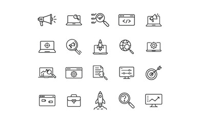 Collection of Simple Line Art Business Icons.