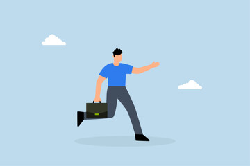 Business agility, businessman holding portfolio works hard to outperform competition.