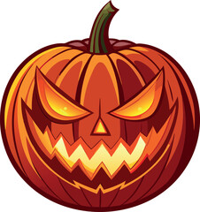 Scary glowing jack o lantern with sharp teeth and eyes for halloween