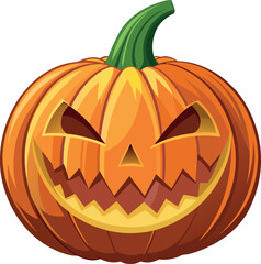 Spooky carved halloween pumpkin with a menacing grin and glowing eyes