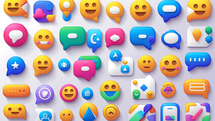 Colorful social media floating icons 
