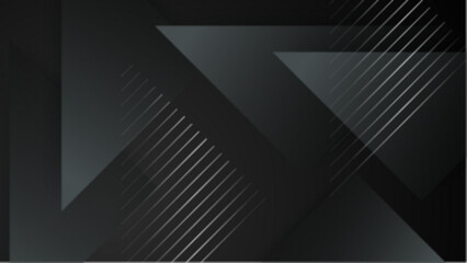 Abstract dark gray triangles and thin silver lines create geometric pattern. Suitable for background designs in tech or modern industries.