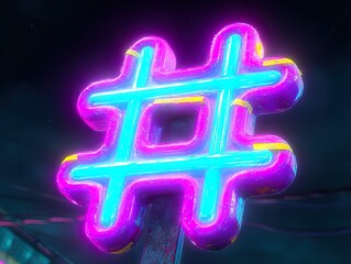 Obraz premium minimalist icon hashtag design - perfect for sports interior posters, adding a modern touch to your room with a stylish black background