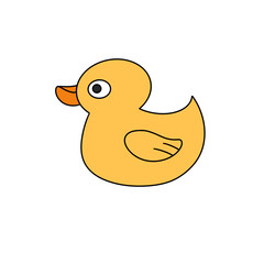 A yellow duck with an open beak