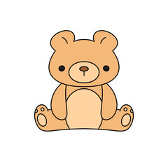 A cute teddy bear is sitting on a white background