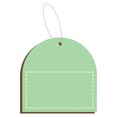 Green Gift Tag with String and Dotted Rectangle