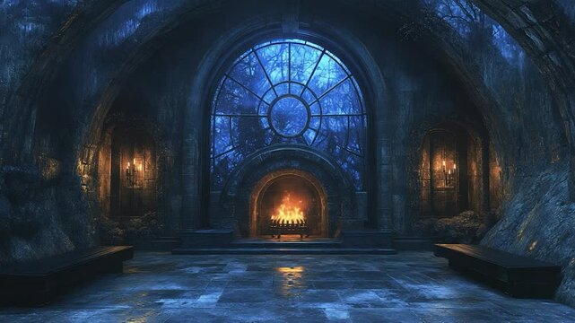 Gothic hall interior design illustration