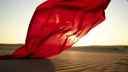 Red fabric in desert sunrise - Powered by Adobe
