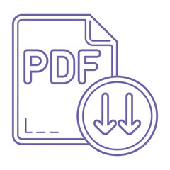 Fototapeta premium Minimalist PDF File Icon – Download Symbol, Editable Two Tone Design