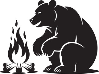 Fototapeta premium Bear and Campfire transparent isolated vector