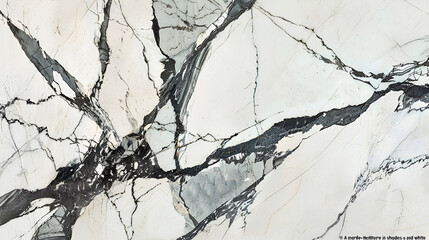 Close up of white marble with dark gray veins creating a strong abstract pattern across the surface