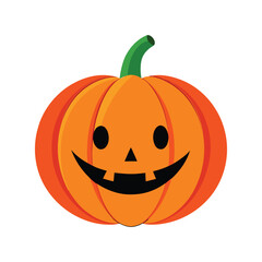 Happy Jack-o'-lantern Pumpkin Icon, Smiling Halloween Character with Fangs, Spooky Decor Vector