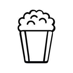 Popcorn Bucket Outline Icon, Movie Theater Snack, Cinema Entertainment Treat Vector