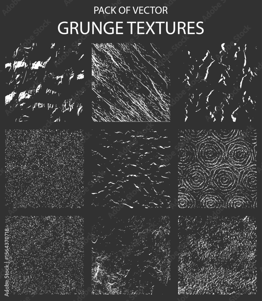 Poster diverse collection of grungy vector textures with varied patterns and styles