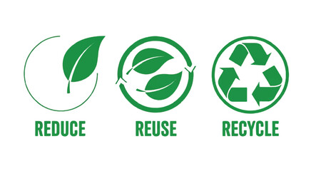 Obraz premium Reduce Reuse Recycle concept icons on white background