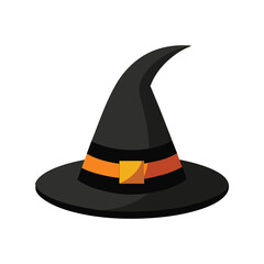  Classic Witch Hat Vector Illustration, Halloween Costume Accessory with Buckle and Band

