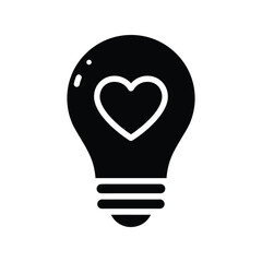 Heart in Lightbulb Icon, Creative Idea and Love Concept, Innovation and Passion Graphic Vector