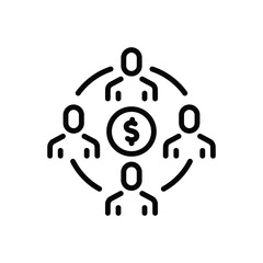 Black line icon for stakeholder relations