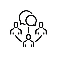 Black line icon for communication strategy