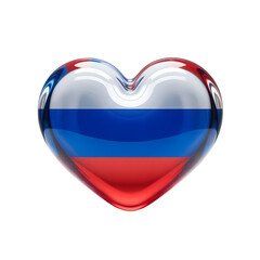 Russia Flag in 3D Glass Heart Symbol	