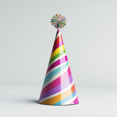 Colorful Striped Party Hat for Celebrations and Birthdays  made with generative AI