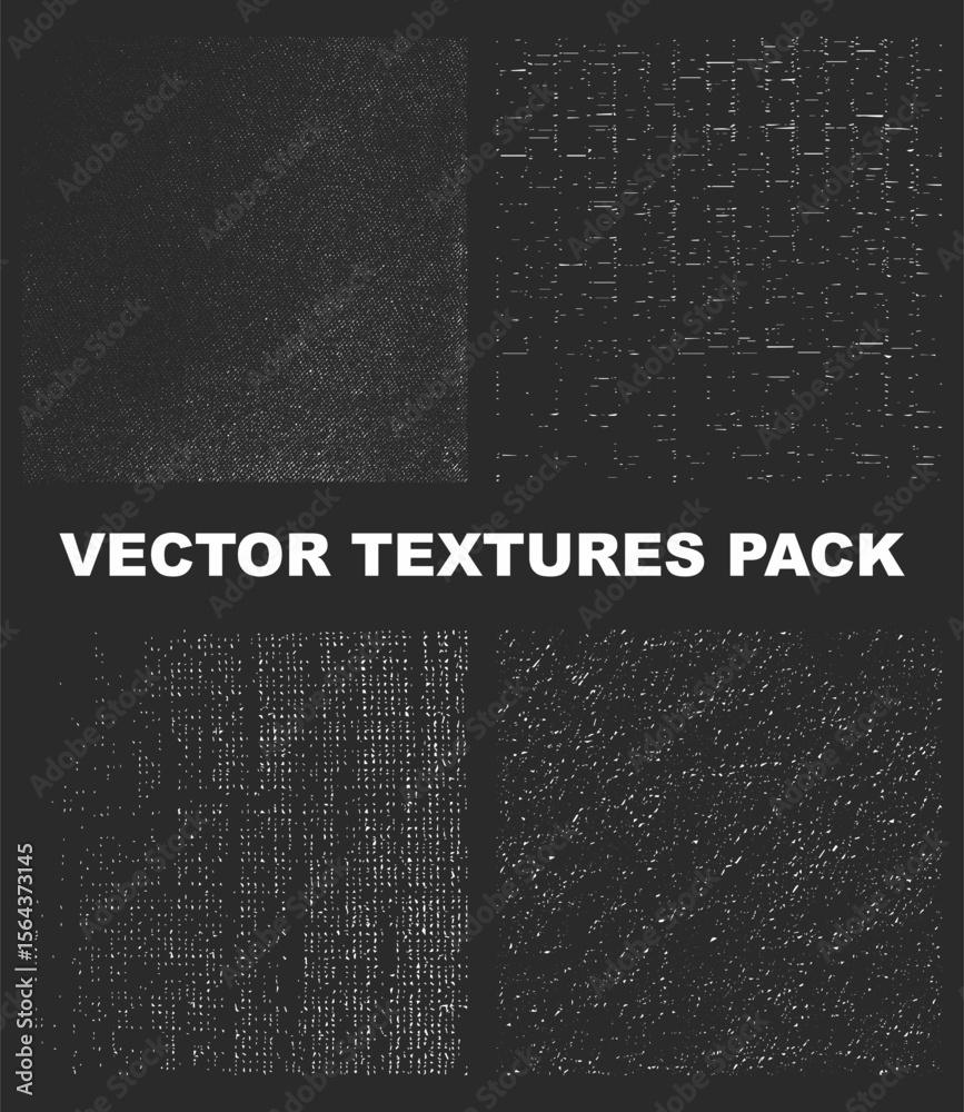 Poster four textures a blank white a grid and two noise patterns text vector textures pack