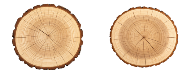 Natural Tree Trunk Log with Visible Growth Rings, isolated on transparent background PNG